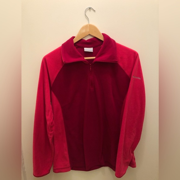 Columbia quarter zip womens light fleece, in magenta/red and bright pink - Picture 3 of 3